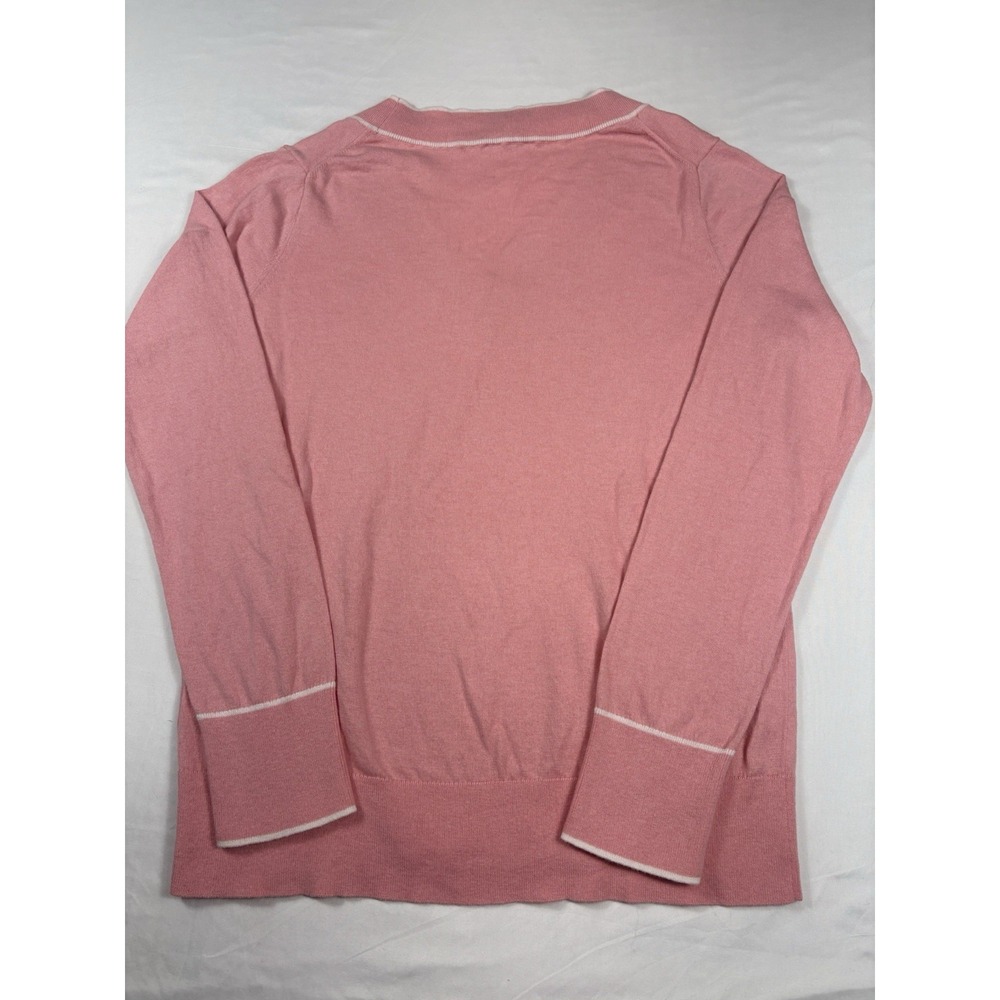 Vineyard Vines Heritage Tipped Cashmere Blend Sweater Palm Beach Pink Med Ladies - Picture 3 of 13
